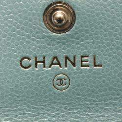 Pre Owned Chanel Matelasse Chain Flap Coin Purse Calfskin Green