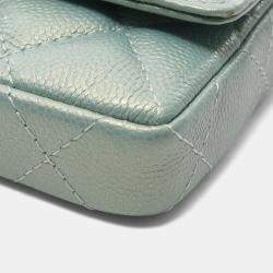Pre Owned Chanel Matelasse Chain Flap Coin Purse Calfskin Green