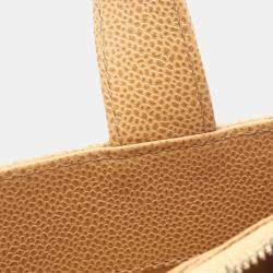 Pre Owned Chanel Coco Mark Shoulder Handbag Leather Grained Calfskin Beige