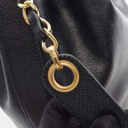 Pre Owned Chanel Triple Cc Logo Drawstring Chain Shoulder Bag Calfskin Black
