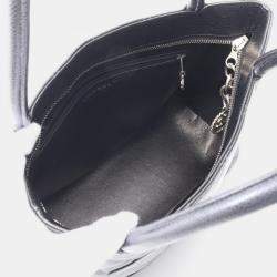 Pre Owned Chanel Medallion Tote Bag Leather Grained Calfskin Black