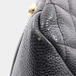 Pre Owned Chanel Matelasse Tote Shoulder Bag Leather Black Cc Coco