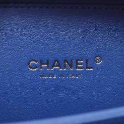 Pre Owned Chanel Cc Filigree Small Vanity Shoulder Bag Leather Blue Red White
