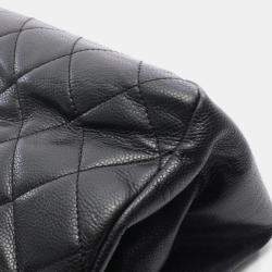 Pre Owned Chanel Chain Shoulder Bag Leather Grained Calfskin Black Cc Coco