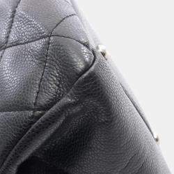 Pre Owned Chanel Chain Shoulder Bag Leather Grained Calfskin Black Cc Coco