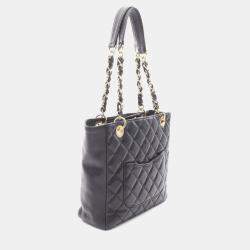 Pre Owned Chanel Matelasse PST Black Leather Chain Shoulder Tote Bag 