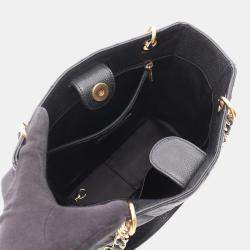 Pre Owned Chanel Matelasse PST Black Leather Chain Shoulder Tote Bag 