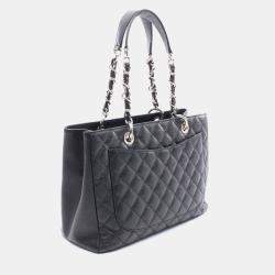 Pre Owned Chanel Black Matelasse  CC Grand Shopping Gst Shoulder Tote