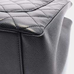 Pre Owned Chanel Black Leather Matelasse Grand Shopping Gst Tote Chain Shoulder Bag GHW
