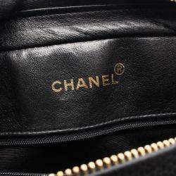 Pre Owned Chanel Mademoiselle Jumbo CC Coco Mark Black Leather Chain Shoulder Bag 