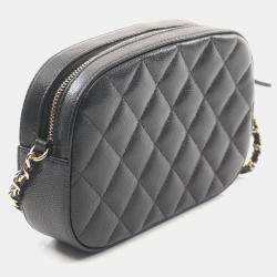 Pre Owned Chanel Matelasse Camera Shoulder Bag Grained Calfskin Black Cc