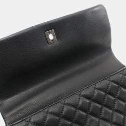 Pre Owned Chanel Coco Matelasse Black Caviar Leather Top Handle Bag