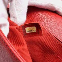 Pre Owned Chanel Boy Chanel CC Red Grained Calfskin Chain Shoulder Bag 