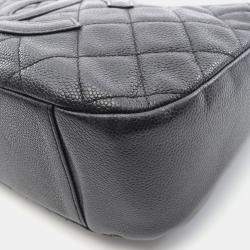 Pre Owned Chanel Matelasse CC Black Grained Calfskin Shoulder Bag 