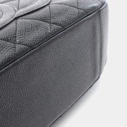 Pre Owned Chanel Matelasse CC Black Grained Calfskin Shoulder Bag 