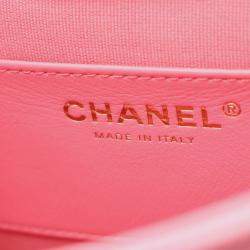 Pre Owned Chanel Matelasse Chain Shoulder Bag Leather Grained Calfskin Pink