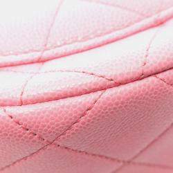 Pre Owned Chanel Matelasse Chain Shoulder Bag Leather Grained Calfskin Pink