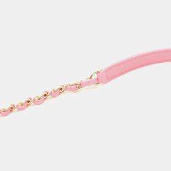 Pre Owned Chanel Matelasse Chain Shoulder Bag Leather Grained Calfskin Pink