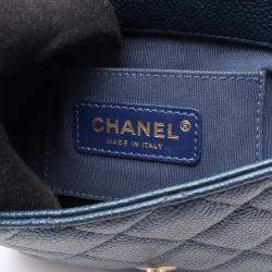 Pre Owned Chanel Matelasse Chain Shoulder Crossbody Bag Leather Navy