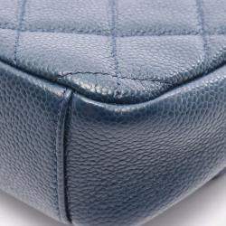 Pre Owned Chanel Matelasse Chain Shoulder Crossbody Bag Leather Navy