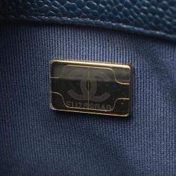 Pre Owned Chanel Matelasse Chain Shoulder Crossbody Bag Leather Navy