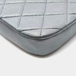 Pre Owned Chanel Matelasse Chain Shoulder Crossbody Bag Leather Gray