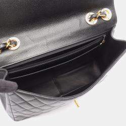 Pre Owned Chanel Jumbo Matelasse 30 Chain Shoulder Bag Leather Black