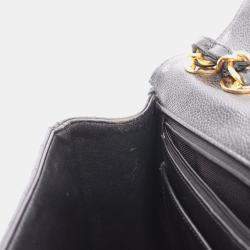 Pre Owned Chanel Jumbo Matelasse 30 Chain Shoulder Bag Leather Black