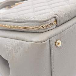 Pre Owned Chanel Business Affinity Matelasse Chain Shoulder Bag Calfskin Gray