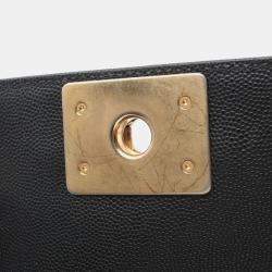 Pre Owned Chanel Boy Chanel Small Chain Shoulder Bag Leather Black