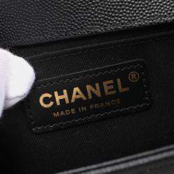 Pre Owned Chanel Boy Chanel Small Chain Shoulder Bag Leather Black