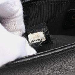 Pre Owned Chanel Boy Chanel Small Chain Shoulder Bag Leather Black