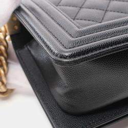 Pre Owned Chanel Boy Chanel Small Chain Shoulder Bag Leather Black