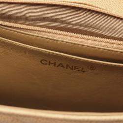 Pre Owned حقيبة كتف شانيل بسلسلة جلد بيج خياطة V