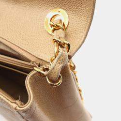 Pre Owned حقيبة كتف شانيل بسلسلة جلد بيج خياطة V