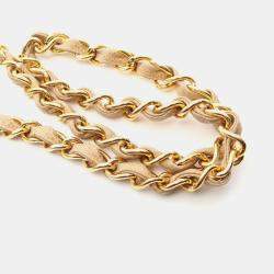 Pre Owned حقيبة كتف شانيل بسلسلة جلد بيج خياطة V