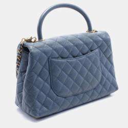 Pre Owned Chanel Coco Handle 29 Matelasse 2Way Handbag Leather Blue
