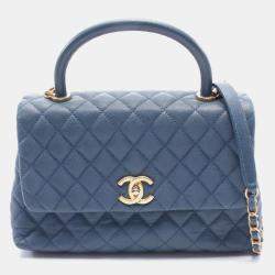 Pre Owned Chanel Coco Handle 29 Matelasse 2Way Handbag Leather Blue