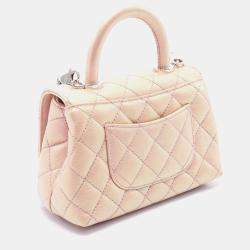 Pre Owned Chanel Coco Handle Xxs Matelasse 2Way Handbag Leather Pink