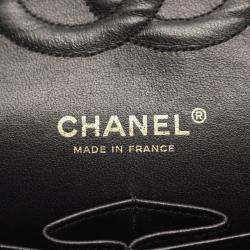 Pre Owned Chanel Matelasse W Flap Chain Shoulder Bag Calfskin Black Ghw