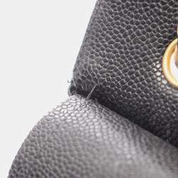 Pre Owned Chanel Matelasse W Flap Chain Shoulder Bag Calfskin Black Ghw