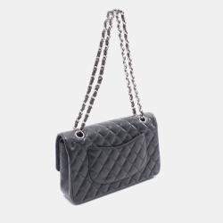 Pre Owned Chanel Matelasse W Flap Chain Shoulder Bag Leather Black