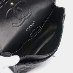 Pre Owned Chanel Matelasse W Flap Chain Shoulder Bag Leather Black