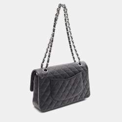 Pre Owned Chanel Matelasse Double Flap Chain Shoulder Bag Leather Black Cc