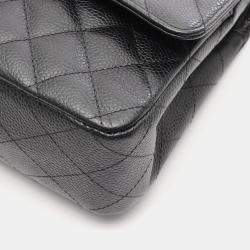 Pre Owned Chanel Matelasse Double Flap Chain Shoulder Bag Leather Black Cc