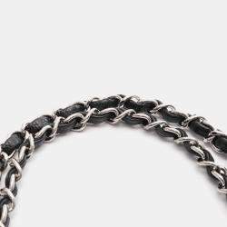 Pre Owned Chanel Matelasse Double Flap Chain Shoulder Bag Leather Black Cc