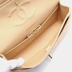 Pre Owned Chanel Matelasse W Flap Chain Shoulder Bag Leather Beige