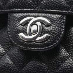 Pre Owned Chanel Matelasse W Flap Chain Shoulder Bag Leather Black