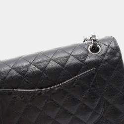 Pre Owned Chanel Matelasse W Flap Chain Shoulder Bag Leather Black