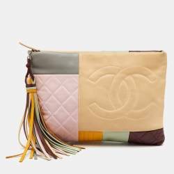 Pre Owned Chanel Multicolor Leather Colorblock O Case Zip Pouch